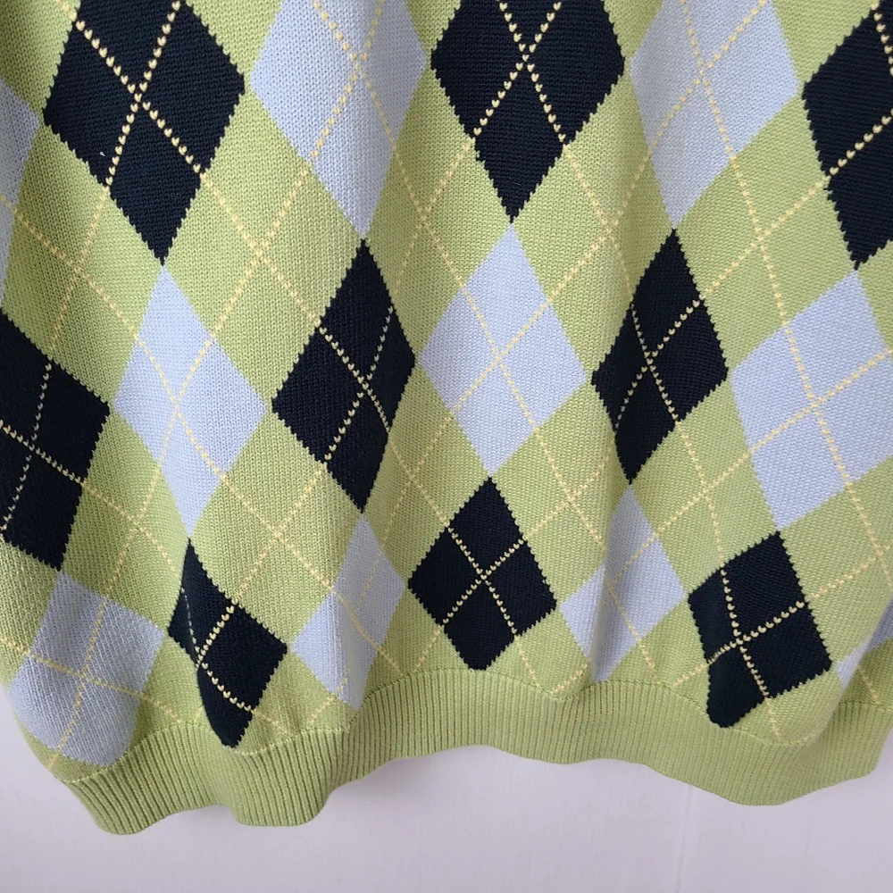 Brooks Brothers Green Argyle Supima Cotton Preppy Sweater Vest